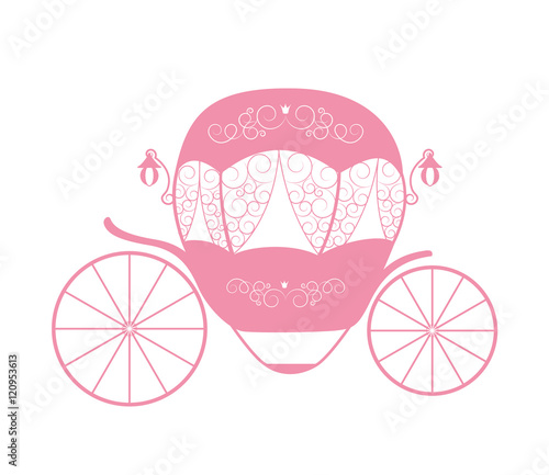Pink Princess Cinderella Fairytale carriage. Vector Illustration