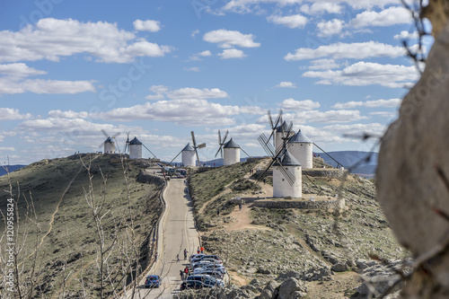 Windmill, medieval castle town of Consuegra in Toledo, Spain