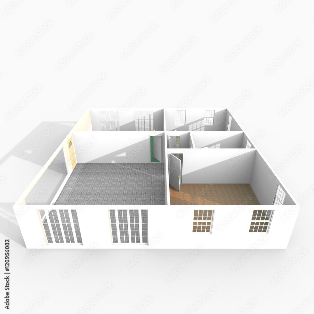 3d interior rendering of empty home apartment with floor materials 3d interior rendering of empty home apartment with floor materials