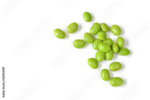 Edamame or soybeans on white background - isolated photo