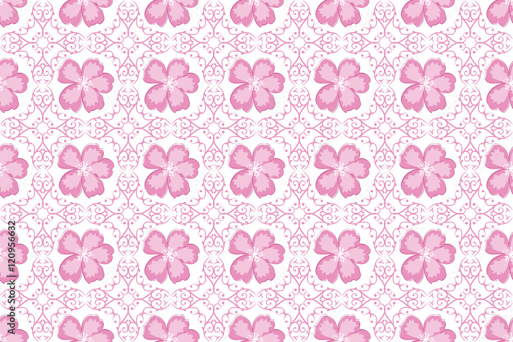 Cherry blossoms pink pattern. Print colors used. Cherry blossoms pink pattern. Print colors used.