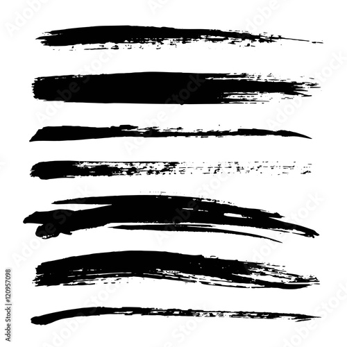 Set of black paint  ink Grunge brush stroke. Dirty artistic design elements
