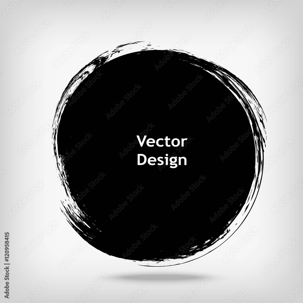 Hand drawn circle shape. Label, logo design element. Brush abstract ...