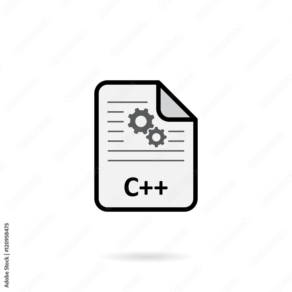 C++ file on white background vector