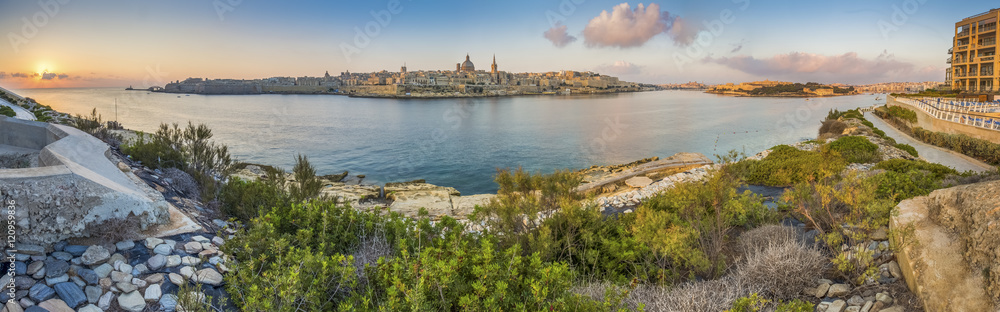 Valletta, Malta - Panoramic skyline view of the ancient city of