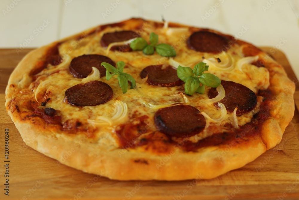 pizza, salami, kuchnia wloska