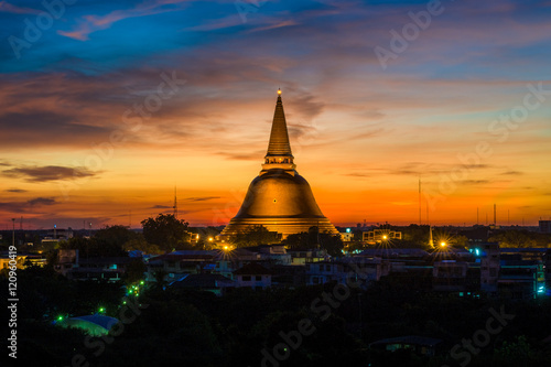 Phra Pathom Chedi is the landmark of bangkok province  Thailand 