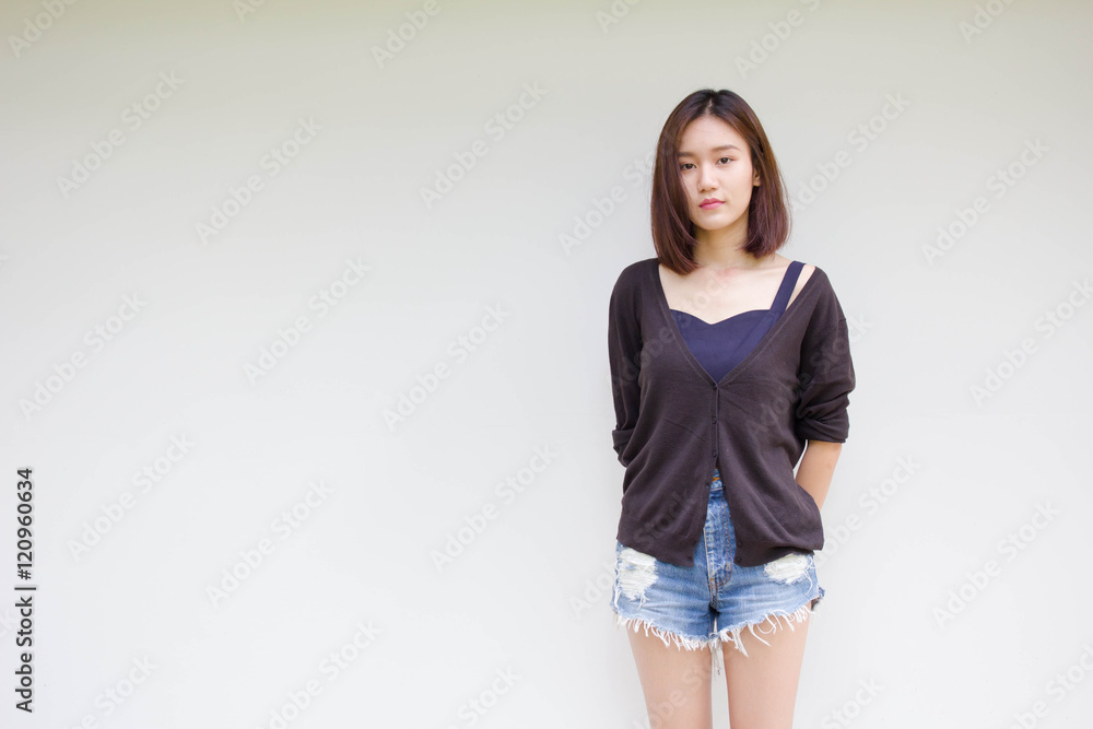 thai adult student university beautiful girl relax and smile