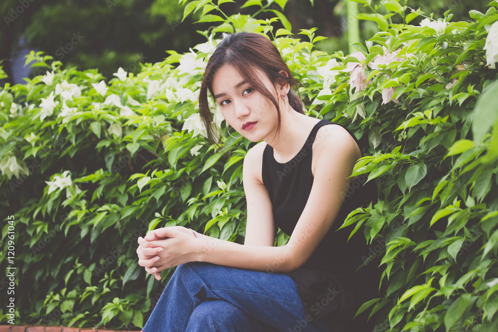 thai adult student university beautiful girl relax and smile thai adult student university beautiful girl relax and smile