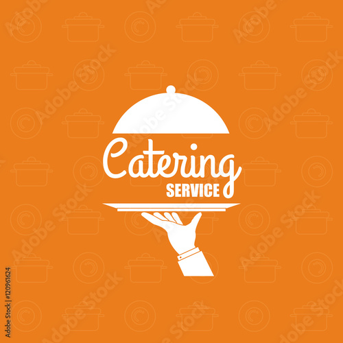 Plate and hand icon. Catering service restaurant and menu theme. Vector illustration