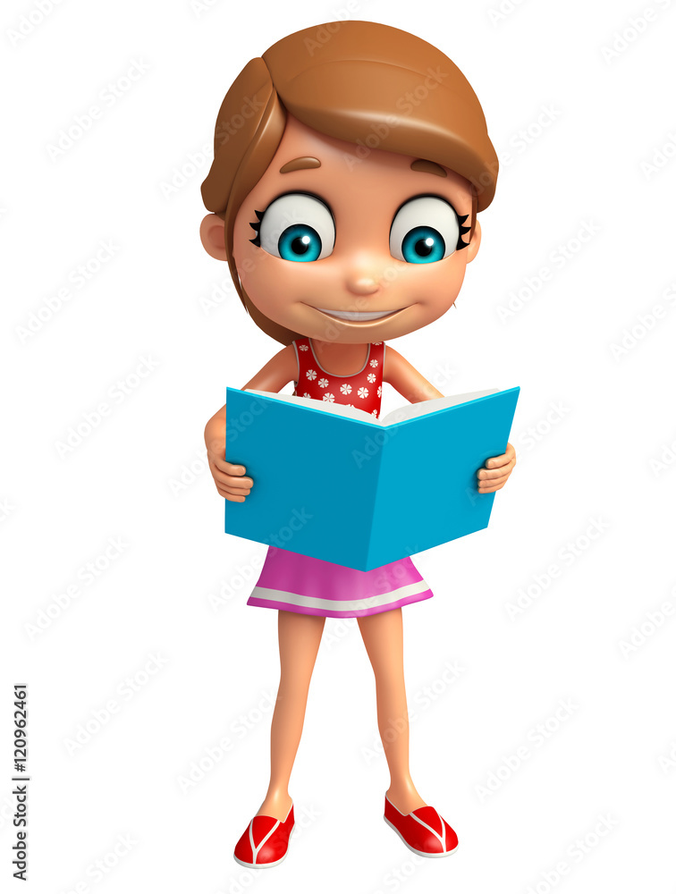 kid girl with Book