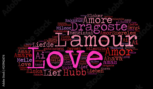 Love word cloud on black background