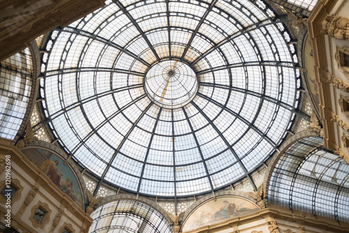 Milan public shopping gallery area Galleria Vittorio Emanuele II ceiling top  Italy