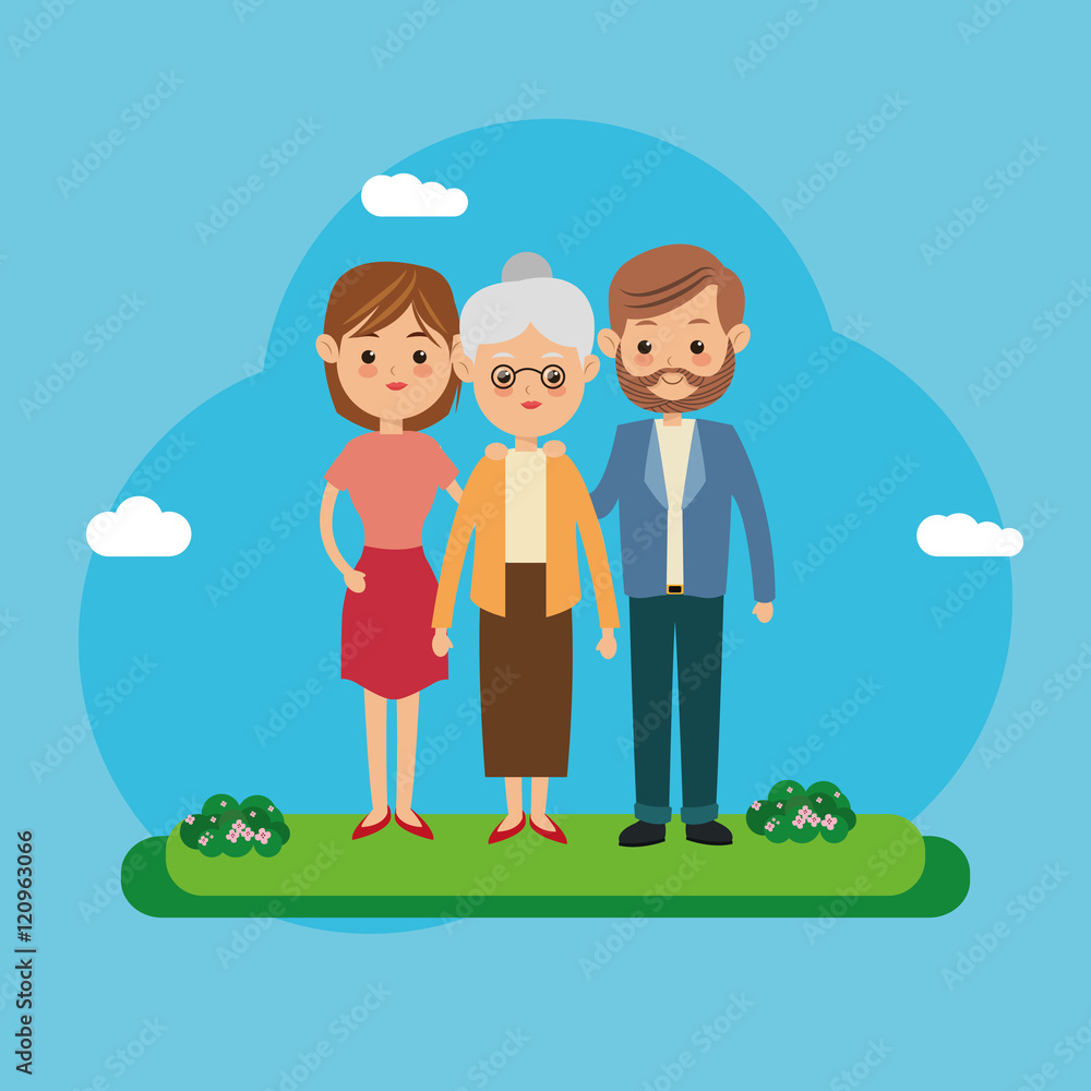 Couple of mother father woman man and grandmother icon. Family relationship avatar and generation theme. Colorful design. Vector illustration Couple of mother father woman man and grandmother icon. Family relationship avatar and generation theme. Colorful design. Vector illustration