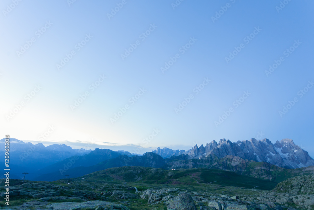 Italian mountain panorama at dawn