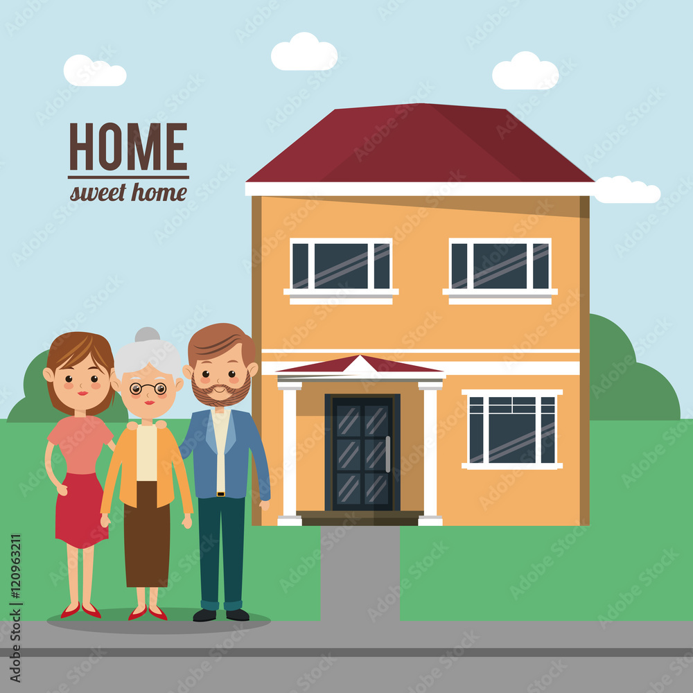 House mother father woman man and grandmother icon. Home family and real estate theme. Colorful design. Vector illustration
