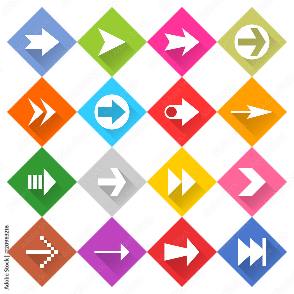 Flat arrow icon set web rhomb button Flat arrow icon set web rhomb button
