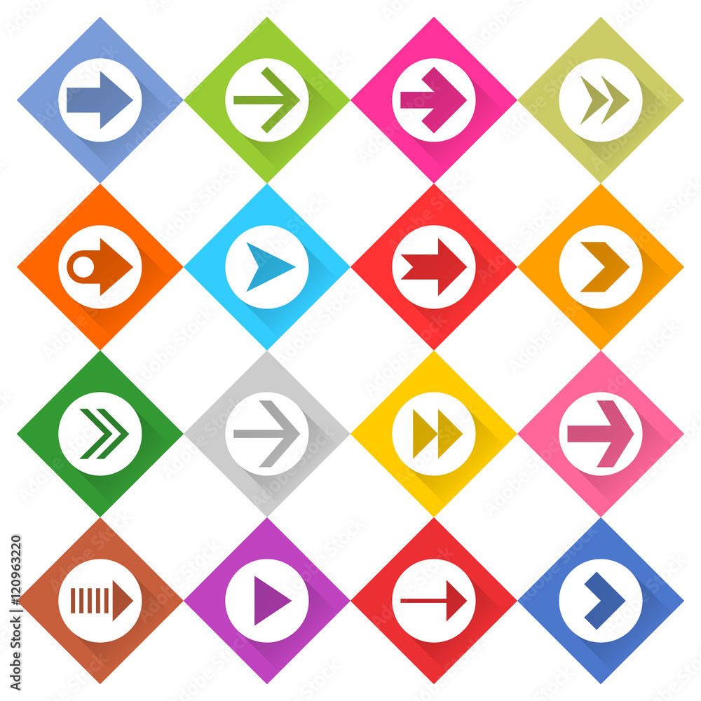 Flat arrow icon set web rhomb button Flat arrow icon set web rhomb button