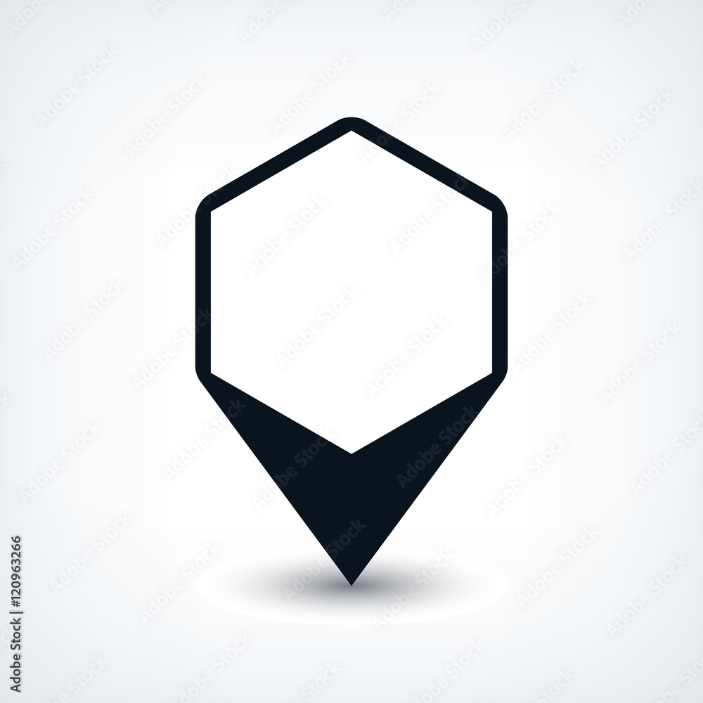 Black map pin flat location sign hexagon icon Black map pin flat location sign hexagon icon