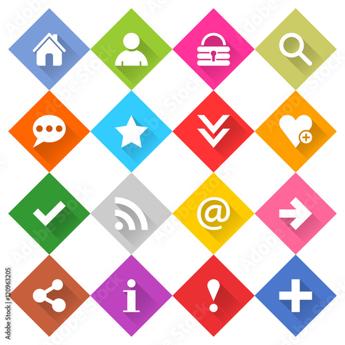 Flat basic icon set rounded rhomb web button