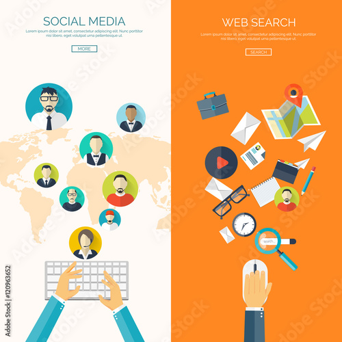 Vector illustration. Flat background. Social media, chatting. Global communication. Laptop, computer, loudspeaker. Emailing. Web chat, internet messages. Sms.