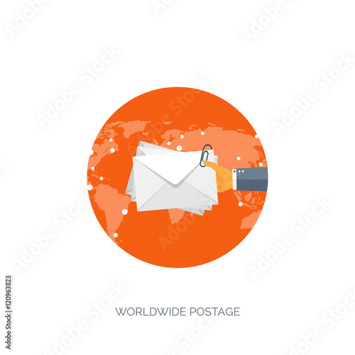 Vector illustration. Flat background. Social media, chatting. Global communication. Laptop, computer, loudspeaker. Emailing. Web chat, internet messages. Sms.