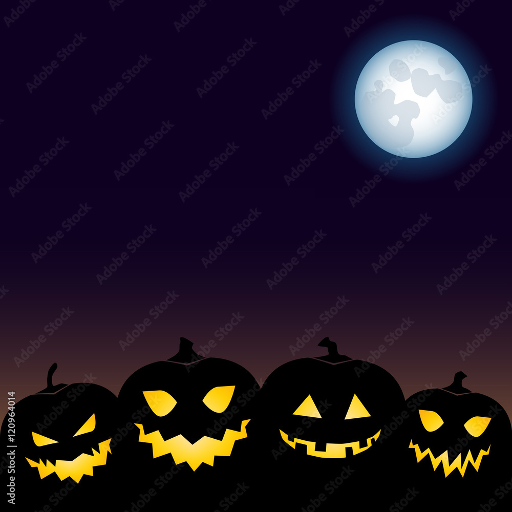 Halloween Background with Jack-O-Lanterns, vector Halloween Background with Jack-O-Lanterns, vector
