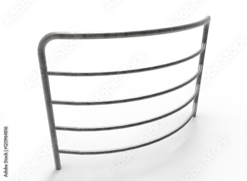 3d illustration of metal fence. white background isolated. icon for game web. 