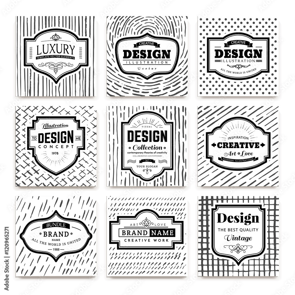 Frame classic template on hand drawn background.Vintage elements design for cafe, restaurant, boutique, hotel, shop, jewelry. Vector retro elements