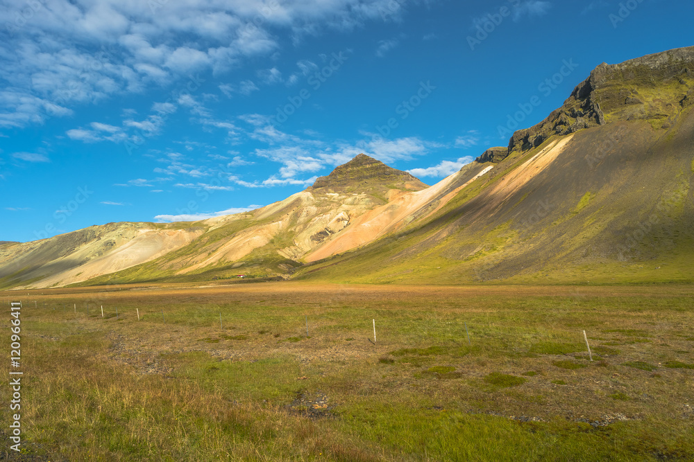 Icelandic colorful landscape on Iceland, summer time