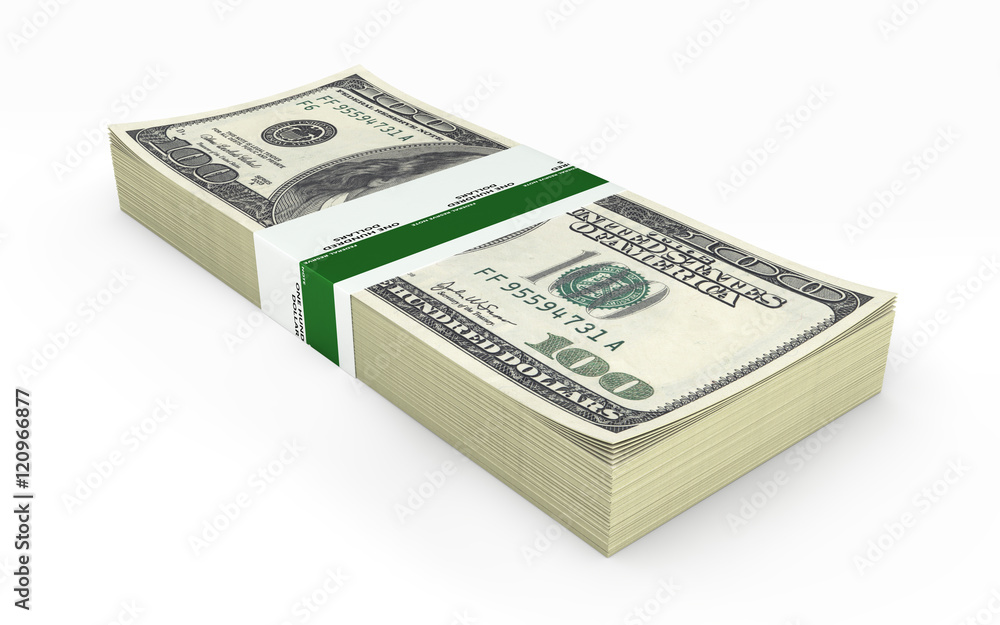 Stack of money american hundred dollar bills isolated on white b Stack of money american hundred dollar bills isolated on white b