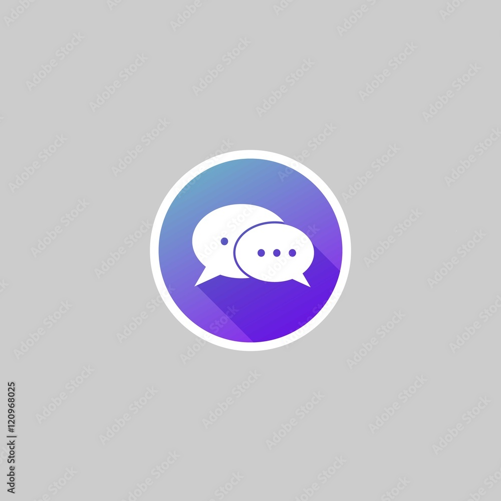 Modern Bubble Speech or Chat Icon with Long Shadow Modern Bubble Speech or Chat Icon with Long Shadow