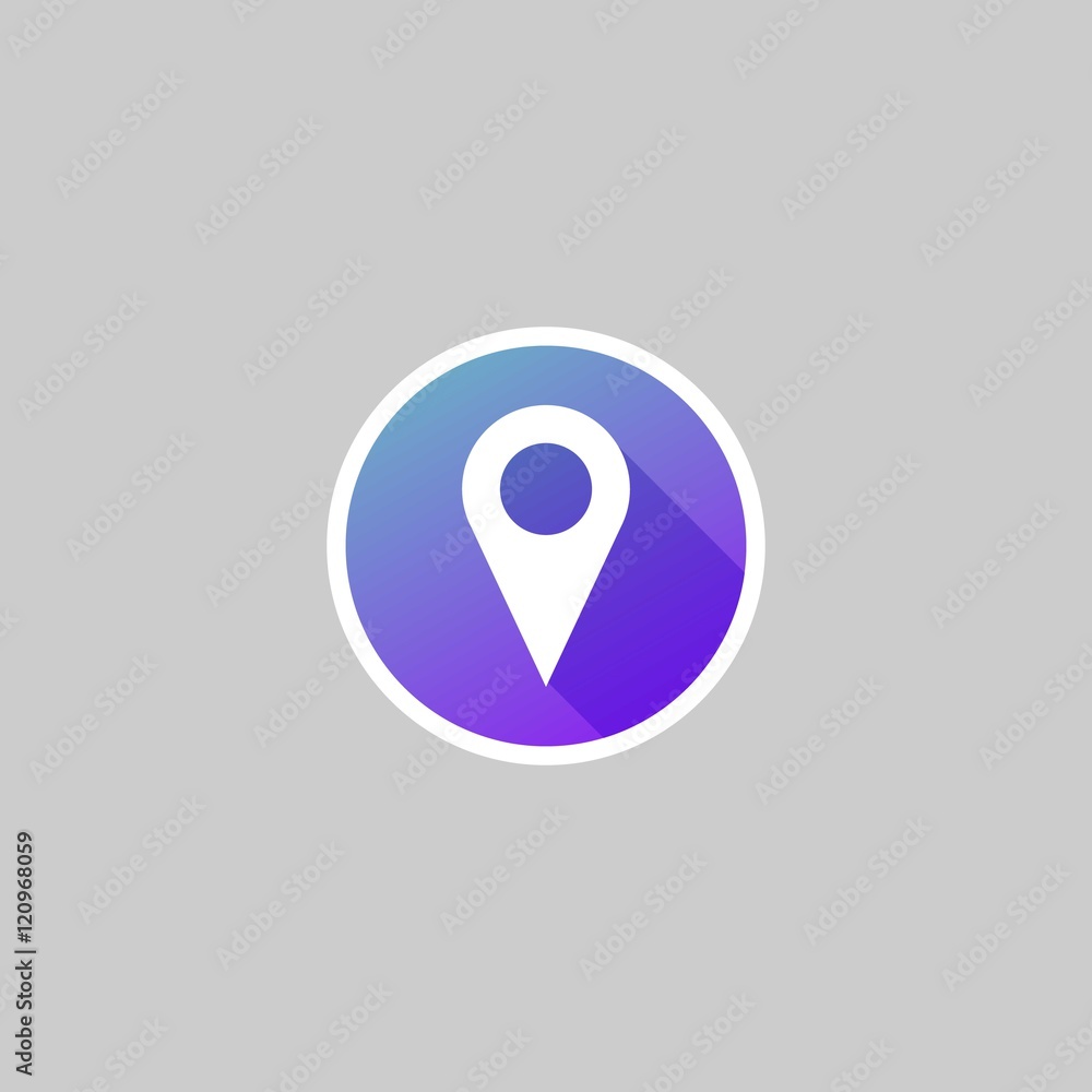 Modern Map Marker Icon with Long Shadow Modern Map Marker Icon with Long Shadow