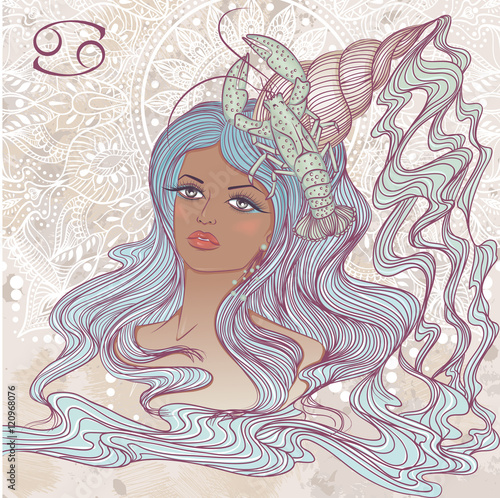 Astrological sign of Cancer as a portrait of beautiful african american girl