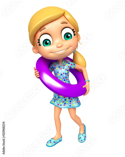 kid girl with Swimming tube