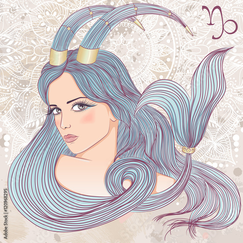 Astrological sign of Capricorn as a portrait of beautiful girl