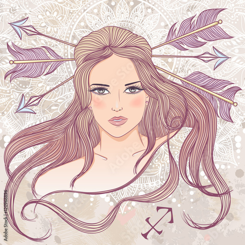 Astrological sign of Sagittarius as a portrait of beautiful girl