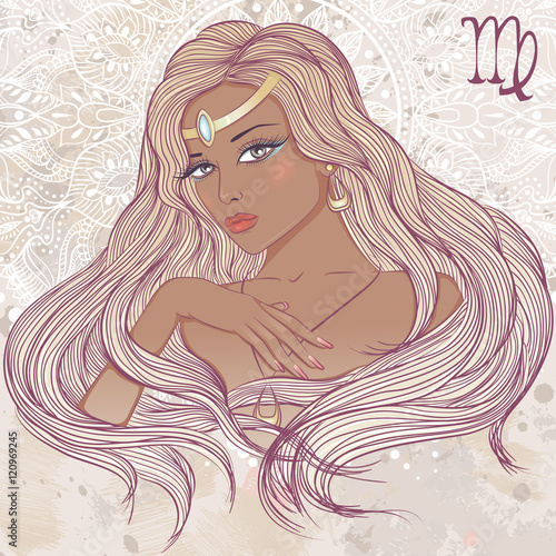 Astrological sign of Virgo as a portrait of beautiful african american girl