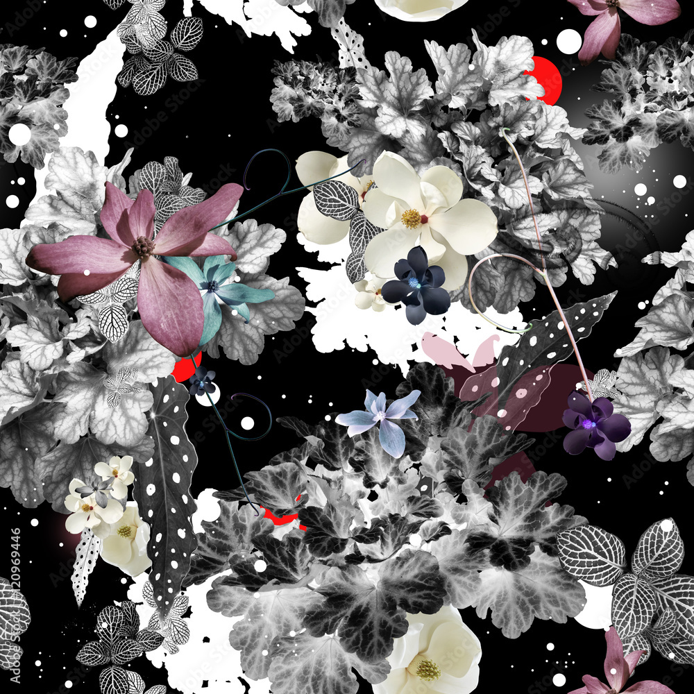 Naklejka premium Abstract floral seamless pattern design