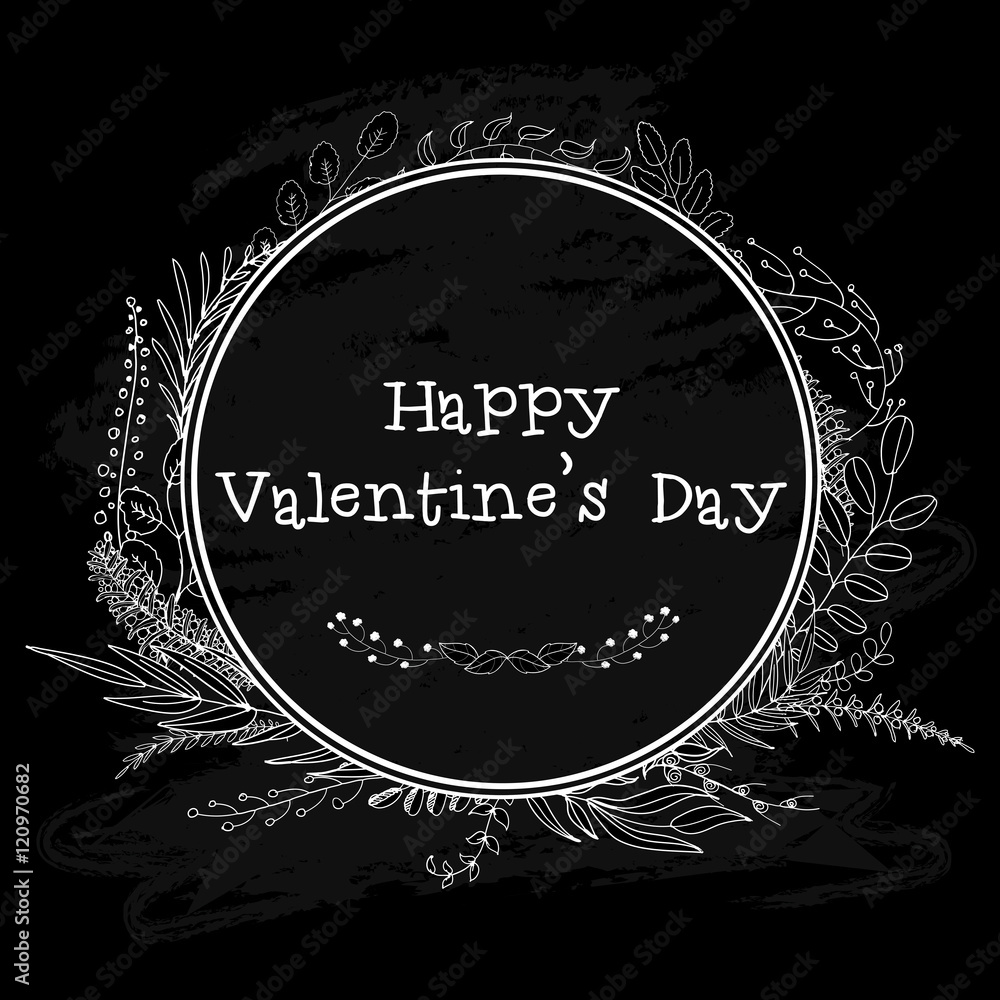 Valentine's day. Card with leaves and brunches Valentine's day. Card with leaves and brunches