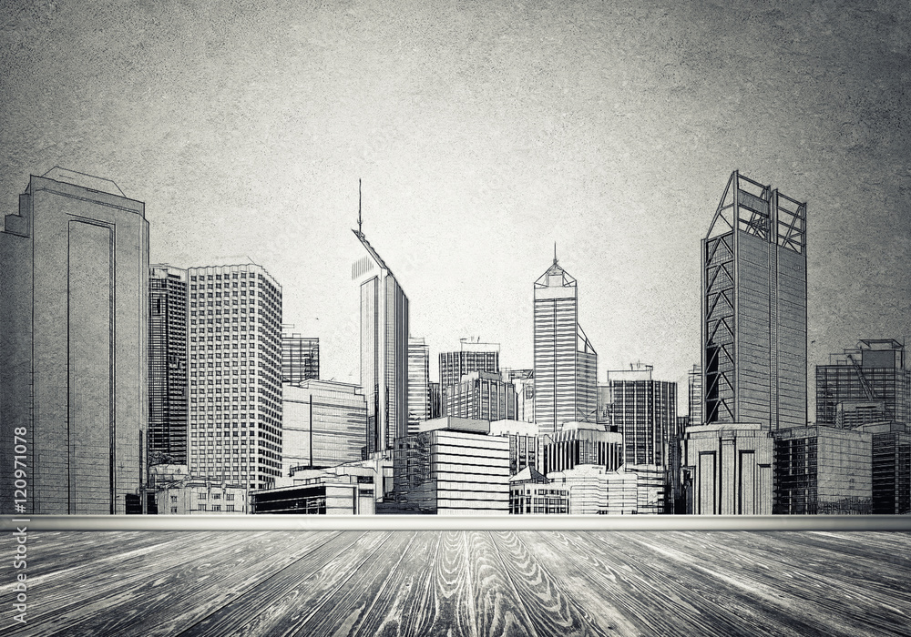 Fototapeta premium City design on wall