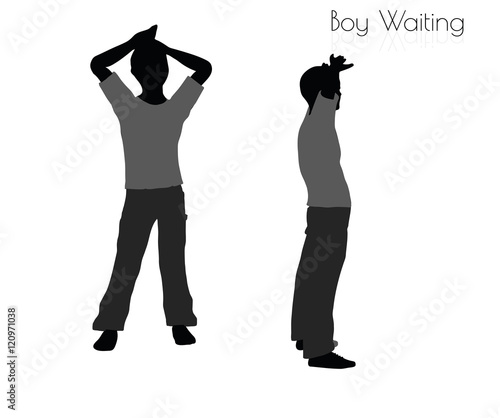 boy in Waiting pose on white background