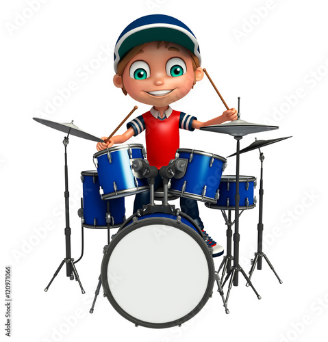 kid boy with drum