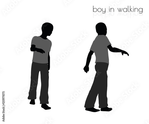 boy in walking pose on white background