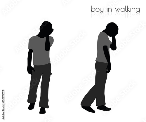 boy in walking pose on white background