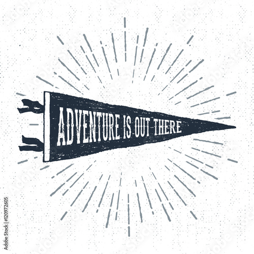 Hand drawn adventure pennant flag vector illustration and 