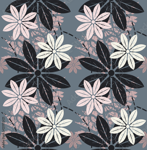 Stylish seamless pattern with beautiful flowers