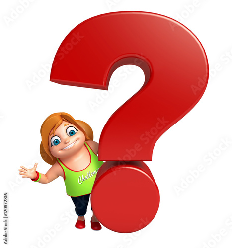 kid girl with Question mark sign