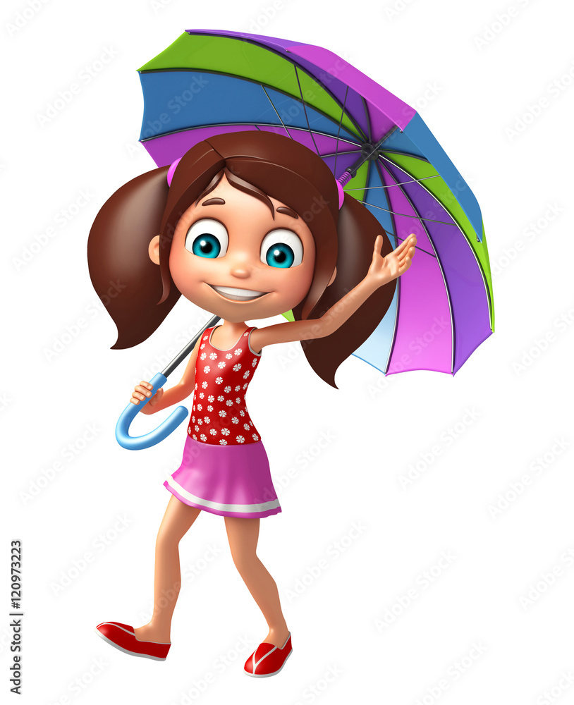 Fototapeta premium kid girl with Umbrella
