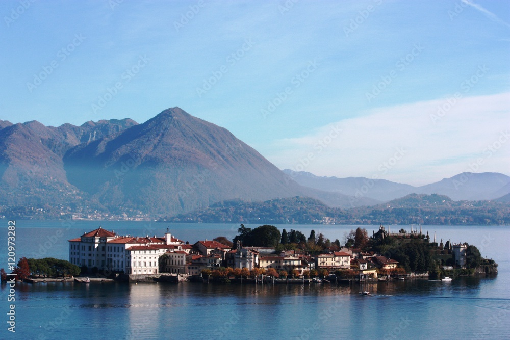 Isola Bella and Lake Maggiore in Fall, Piedmont Italy